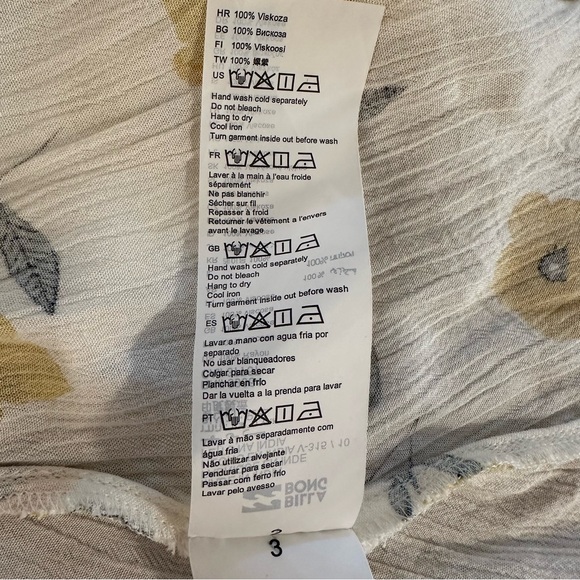 Billabong “Relax on High” Kimono Sleeve Yellow Floral Wrap Dress Size Medium - Picture 14 of 16